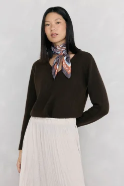 Pedro del Hierro Camisolas-Suéter bico com detalhes em mini oitos Marrom