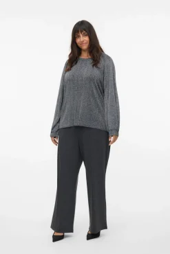 Vero Moda Curve Camisolas-Suéter canelado lurex plus size Cinzento