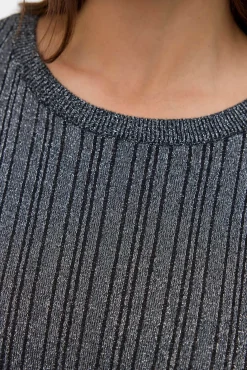 Vero Moda Curve Camisolas-Suéter canelado lurex plus size Cinzento