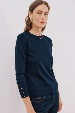 Cortefiel Camisolas-Suéter com botões Azul