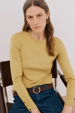 Cortefiel Camisolas-Suéter com botões Amarelo