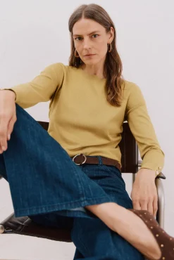 Cortefiel Camisolas-Suéter com botões Amarelo