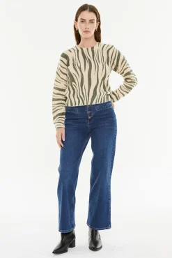 System Action Camisolas-Suéter com efeito animal estampado verde