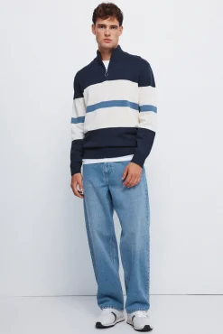 Springfield Camisolas-Suéter com fecho-éclair e blocos de cores azul