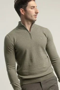 PuroEGO Camisolas-Suéter com fecho-éclair e gola falsa Verde