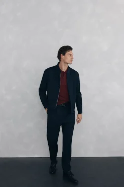 Pedro del Hierro Camisolas-Suéter com gola Johnny em lã merino e cashmere Bordeaux