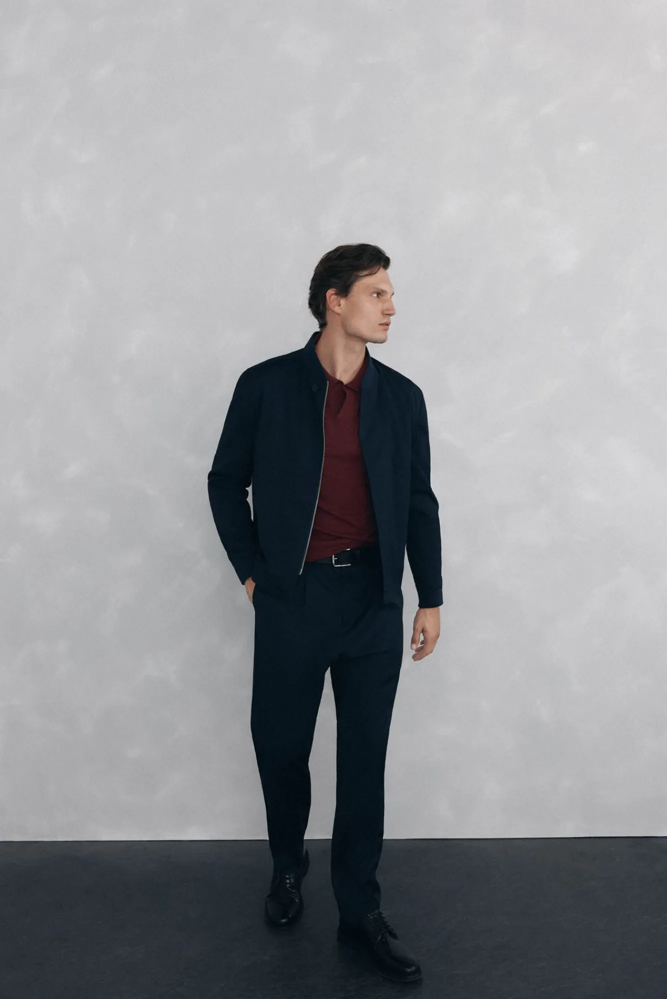 Pedro del Hierro Camisolas-Suéter com gola Johnny em lã merino e cashmere Bordeaux