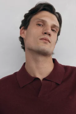 Pedro del Hierro Camisolas-Suéter com gola Johnny em lã merino e cashmere Bordeaux