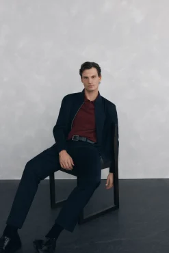 Pedro del Hierro Camisolas-Suéter com gola Johnny em lã merino e cashmere Bordeaux