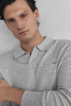 Pedro del Hierro Camisolas-Suéter com gola Johnny em lã merino e cashmere Cizento