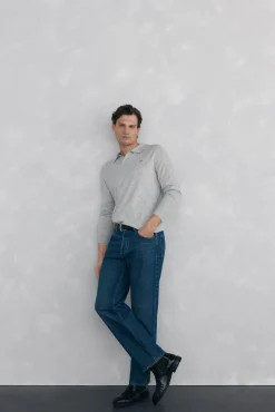 Pedro del Hierro Camisolas-Suéter com gola Johnny em lã merino e cashmere Cizento