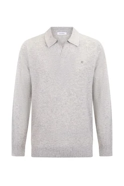 Pedro del Hierro Camisolas-Suéter com gola Johnny em lã merino e cashmere Cizento