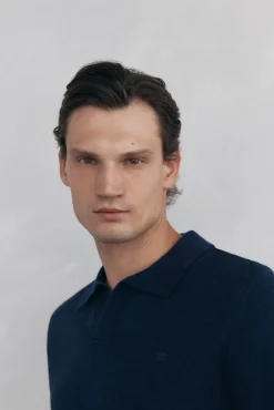 Pedro del Hierro Camisolas-Suéter com gola Johnny em lã merino e cashmere Azul