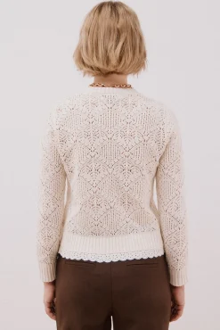 Cortefiel Camisolas-Suéter combinado vazado Ecru