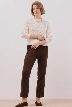 Cortefiel Camisolas-Suéter combinado vazado Ecru