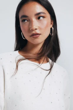 Springfield Camisolas-Suéter cravejado de cristais gradientes cru