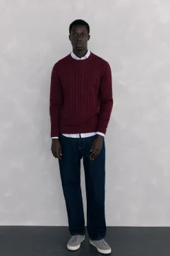 Pedro del Hierro Camisolas-Suéter de algodão e cashmere Bordeaux