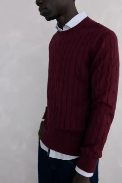 Pedro del Hierro Camisolas-Suéter de algodão e cashmere Bordeaux