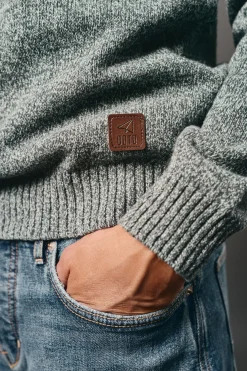 OOTO Camisolas-Suéter de algodão torcido com gola redonda Cinzento