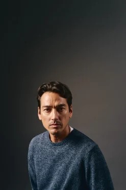 OOTO Camisolas-Suéter de algodão torcido com gola redonda Azul