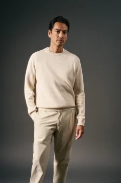 OOTO Camisolas-Suéter de algodão torcido com gola redonda Tostado