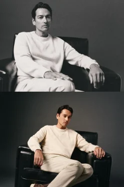 OOTO Camisolas-Suéter de algodão torcido com gola redonda Tostado