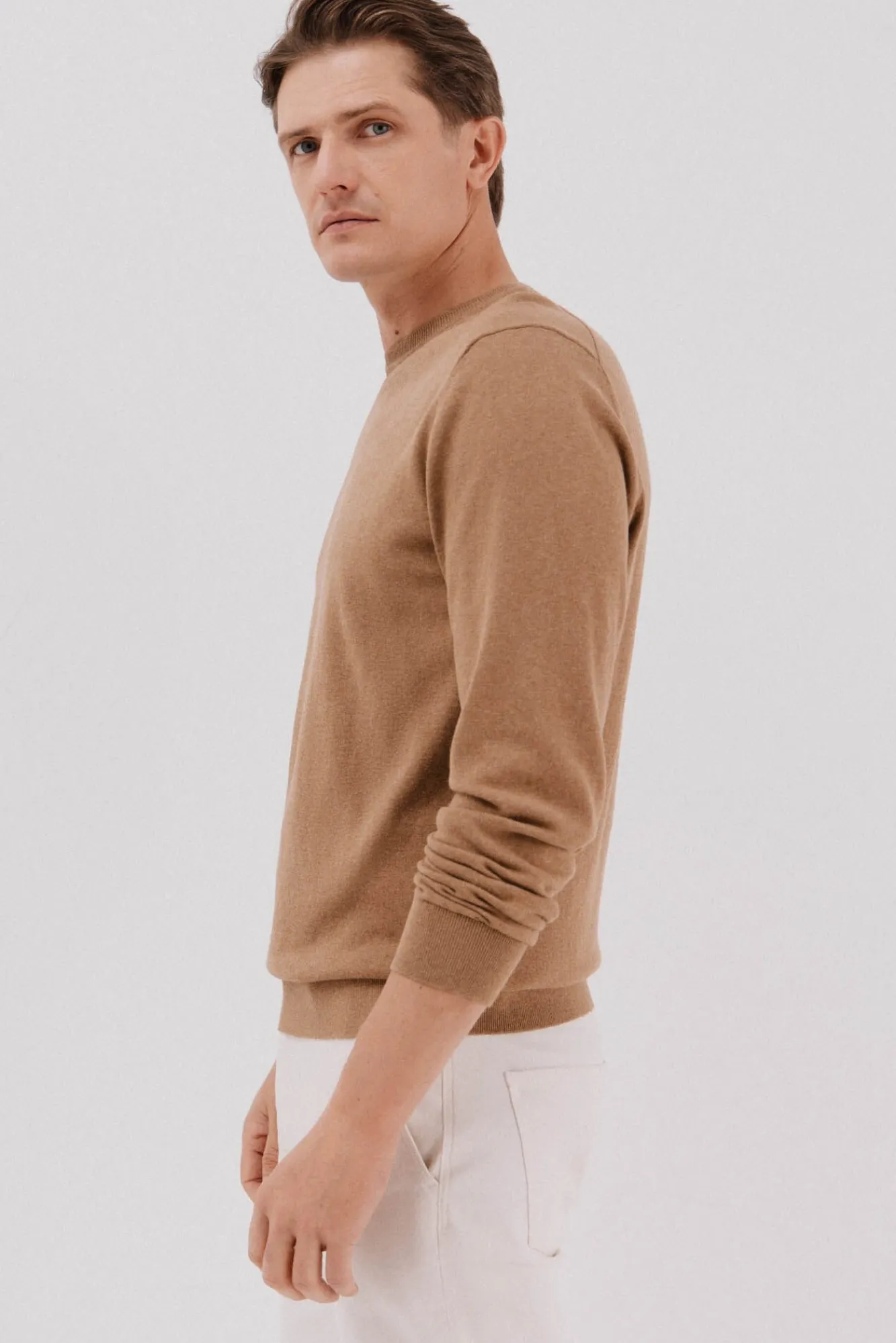 Cortefiel Camisolas-Suéter de cashmere de algodão Tostado