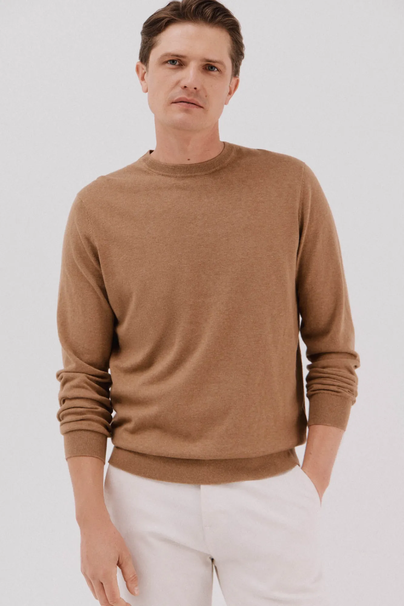 Cortefiel Camisolas-Suéter de cashmere de algodão Tostado