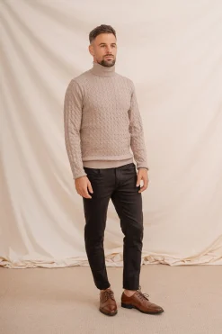 Celopman Camisolas-Suéter de gola alta com nó bege