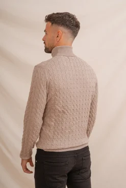 Celopman Camisolas-Suéter de gola alta com nó bege