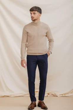 Celopman Camisolas-Suéter de gola alta com nó bege