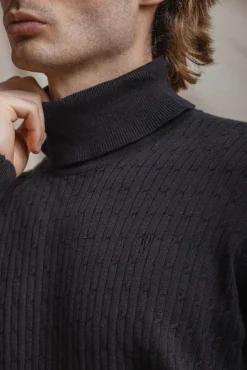 Celopman Camisolas-Suéter de gola alta com nó preto