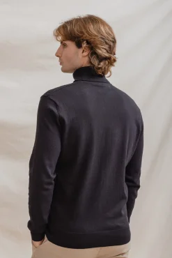 Celopman Camisolas-Suéter de gola alta com nó preto