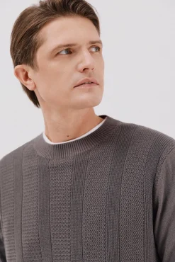 Cortefiel Camisolas-Suéter de gola caixa de algodão Cinzento