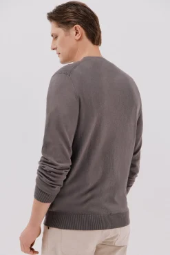 Cortefiel Camisolas-Suéter de gola caixa de algodão Cinzento