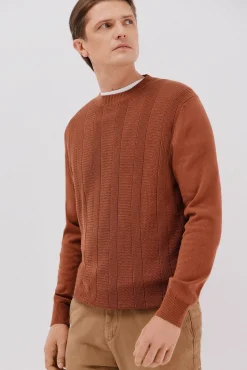 Cortefiel Camisolas-Suéter de gola caixa de algodão Laranja