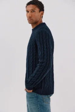 Cortefiel Camisolas-Suéter de gola caixa de lã Azul