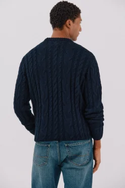 Cortefiel Camisolas-Suéter de gola caixa de lã Azul