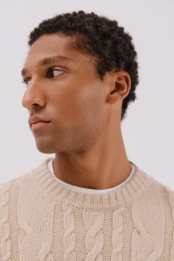 Cortefiel Camisolas-Suéter de gola caixa de lã Tostado