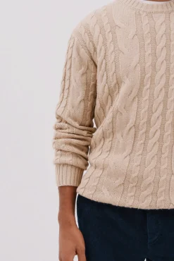 Cortefiel Camisolas-Suéter de gola caixa de lã Tostado