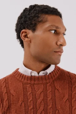 Cortefiel Camisolas-Suéter de gola caixa de lã Laranja