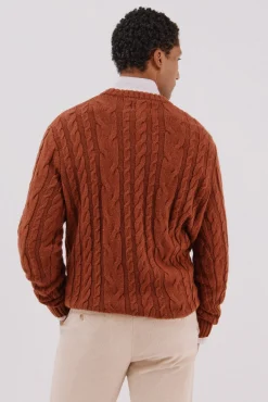 Cortefiel Camisolas-Suéter de gola caixa de lã Laranja