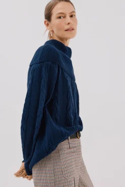 Cortefiel Camisolas-Suéter de gola larga Azul