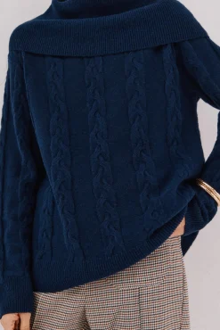 Cortefiel Camisolas-Suéter de gola larga Azul