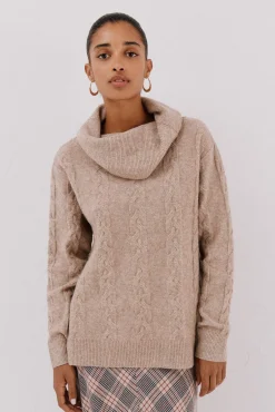 Cortefiel Camisolas-Suéter de gola larga Tostado