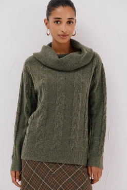 Cortefiel Camisolas-Suéter de gola larga Verde