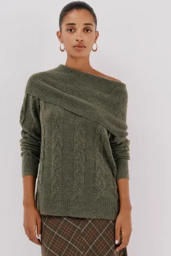 Cortefiel Camisolas-Suéter de gola larga Verde