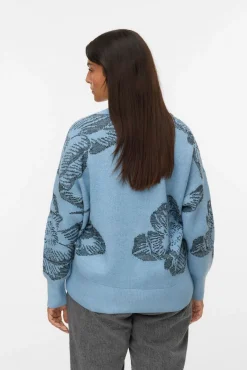 Vero Moda Curve Camisolas-Suéter de gola manga comprida com decote em bico curvo Azul