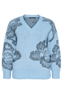 Vero Moda Curve Camisolas-Suéter de gola manga comprida com decote em bico curvo Azul