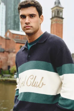 Springfield Camisolas-Suéter de gola polo com bordado azul